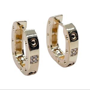 18k Gold Filled Small Screws Flat Square Hoop Earrings